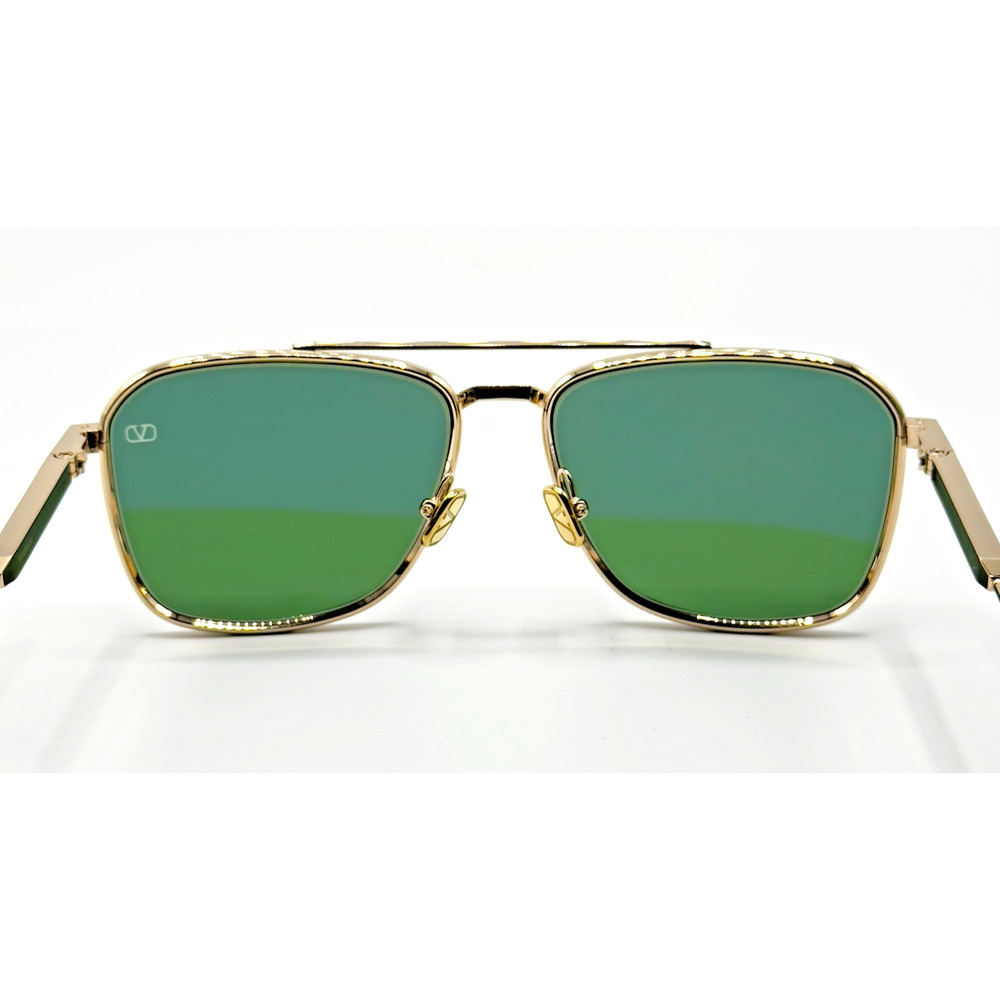 Valentino Sunglasses V-LSTORY II VLS-168A Gold Aviator Frame Green Lens 55mm New - Picture 11 of 15